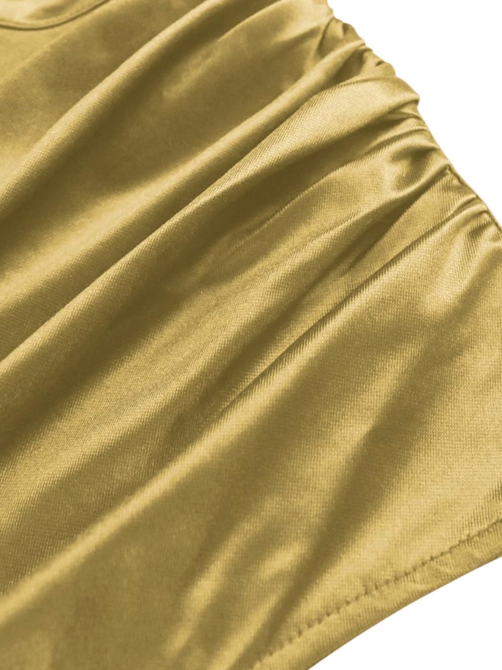 AOMEI - Size 20 (US Size) Gold Satin Ruched Midi Dress with Side Slit - Picture 6 of 12